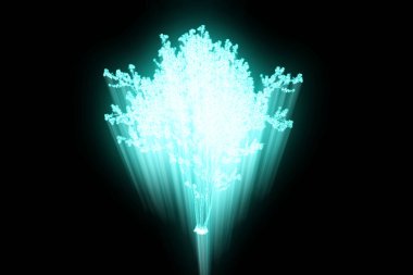 Ağaç bitki Tel Çerçeve hologramı tarzı. Güzel 3d render