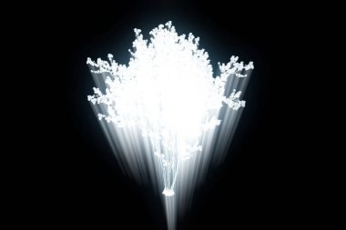 Ağaç bitki Tel Çerçeve hologramı tarzı. Güzel 3d render