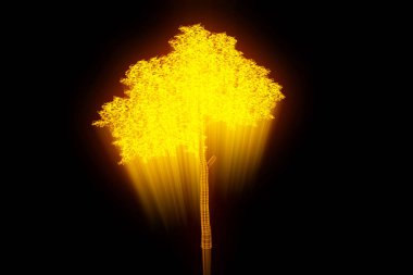 Ağaç bitki Tel Çerçeve hologramı tarzı. Güzel 3d render