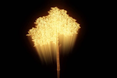 Ağaç bitki Tel Çerçeve hologramı tarzı. Güzel 3d render