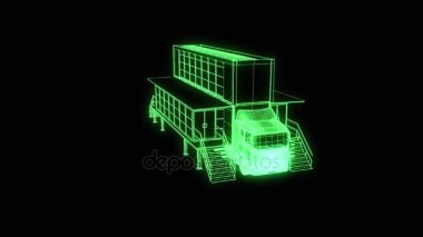Kamyon araba Hologram tel kafes tarzı turne. Güzel 3d render. 
