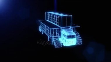 Kamyon araba Hologram tel kafes tarzı turne. Güzel 3d render. 