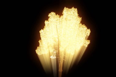 Ağaç bitki Tel Çerçeve hologramı tarzı. Güzel 3d render