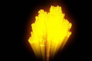 Ağaç bitki Tel Çerçeve hologramı tarzı. Güzel 3d render