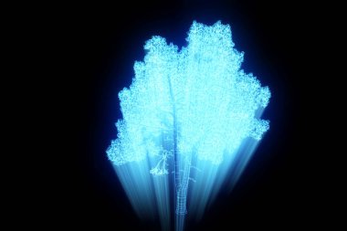 Ağaç bitki Tel Çerçeve hologramı tarzı. Güzel 3d render