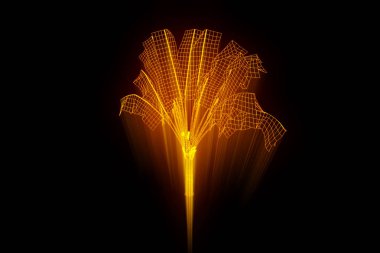 Ağaç bitki Tel Çerçeve hologramı tarzı. Güzel 3d render