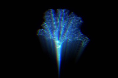 Ağaç bitki Tel Çerçeve hologramı tarzı. Güzel 3d render