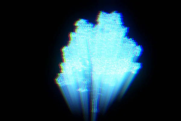 Tree Plant in Wireframe Hologram Style. Nice 3D Rendering — Stock Photo, Image
