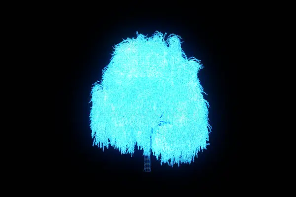 Pianta ad albero in stile ologramma Wireframe. Rendering 3D piacevole — Foto Stock