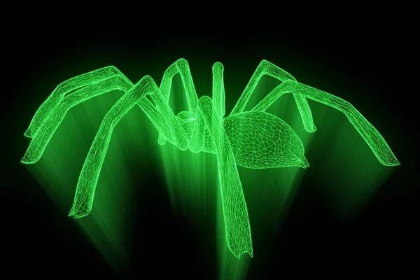 Spider in stile ologramma Wireframe. Rendering 3D piacevole — Foto Stock