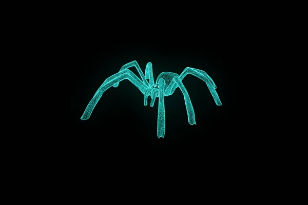 Örümcek Hologram tel kafes tarzı. Güzel 3d render — Stok fotoğraf