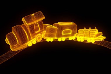 Oyuncak tren Hologram tel kafes tarzı. Güzel 3d render