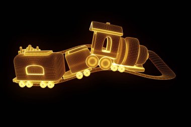 Oyuncak tren Hologram tel kafes tarzı. Güzel 3d render