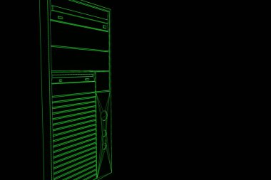 PC kule Hologram tel kafes tarzı. Güzel 3d render