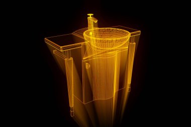 Lavabo Hologram tel kafes tarzı. Güzel 3d render