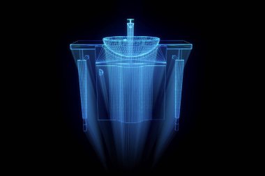 Lavabo Hologram tel kafes tarzı. Güzel 3d render