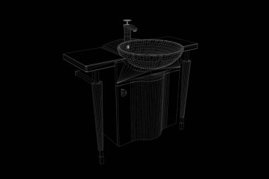 Lavabo Hologram tel kafes tarzı. Güzel 3d render