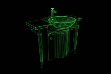 Lavabo Hologram tel kafes tarzı. Güzel 3d render