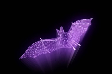 Yarasa Hologram tel kafes tarzı. Güzel 3d render