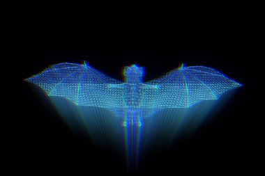 Yarasa Hologram tel kafes tarzı. Güzel 3d render