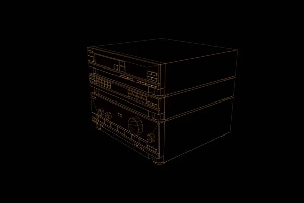 Système HIFI 3D dans le style Wireframe Hologram. Belle rendu 3D — Photo