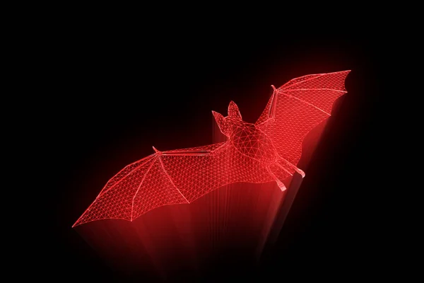 Vleermuis in Hologram Wireframe stijl. Mooie 3D-Rendering — Stockfoto