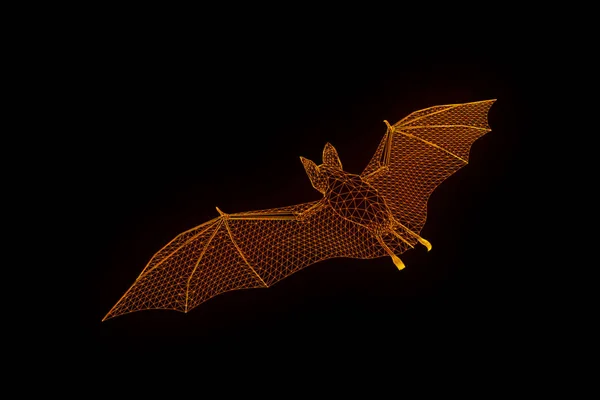 Bat Hologram drótváz stílusban. Szép 3D-s renderelés — Stock Fotó