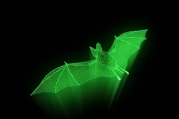 Fledermaus im Hologramm-Wireframe-Stil. schönes 3D-Rendering — Stockfoto