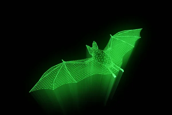 Bat i hologrammet Wireframe stil. Fina 3d-Rendering — Stockfoto