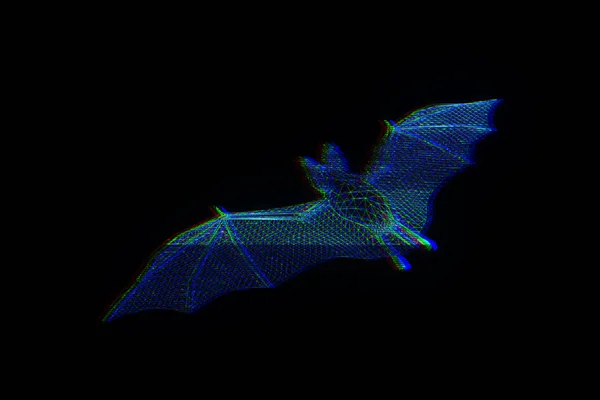 Bat Hologram drótváz stílusban. Szép 3D-s renderelés — Stock Fotó