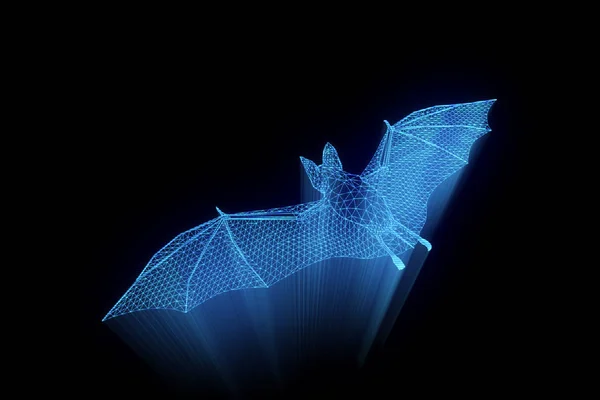 Murciélago en estilo Holograma Wireframe. Niza 3D Rendering — Foto de Stock