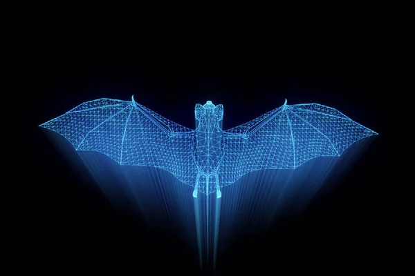 Bat i hologrammet Wireframe stil. Fina 3d-Rendering — Stockfoto