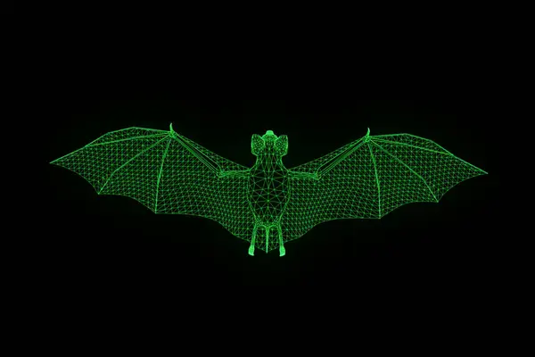 Νυχτερίδα σε ολόγραμμα Wireframe στυλ. Ωραία 3d Rendering — Φωτογραφία Αρχείου