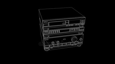 Tel Çerçeve hologramı tarzı 3D Hifi sistemi. Güzel 3d render