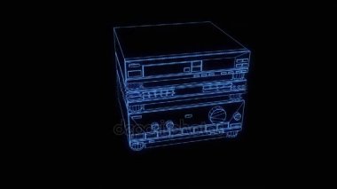 Tel Çerçeve hologramı tarzı 3D Hifi sistemi. Güzel 3d render