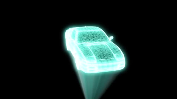 Race auto Hologram draadframe. Mooie 3D-Rendering — Stockvideo