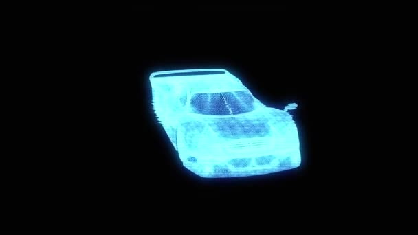 Závodní auto Hologram drátový model. Pěkný 3d vykreslování — Stock video