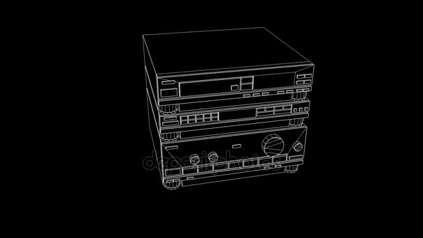 3D Hifi systeem in Wireframe Hologram stijl. Mooie 3D-Rendering — Stockvideo