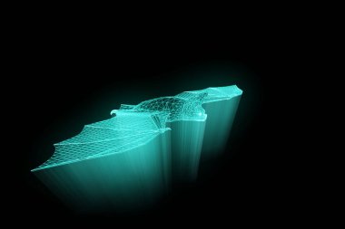 Yarasa Hologram tel kafes tarzı. Güzel 3d render