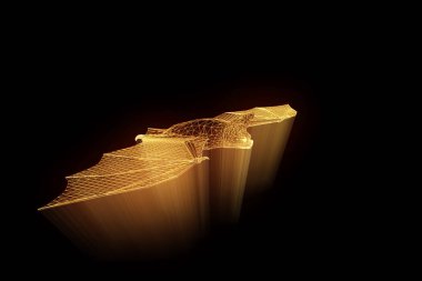 Yarasa Hologram tel kafes tarzı. Güzel 3d render