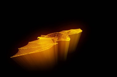 Yarasa Hologram tel kafes tarzı. Güzel 3d render
