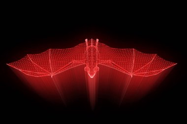 Yarasa Hologram tel kafes tarzı. Güzel 3d render