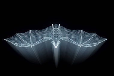 Yarasa Hologram tel kafes tarzı. Güzel 3d render