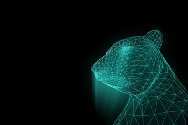 Hologram tel kafes tarzda ayı. Güzel 3d render