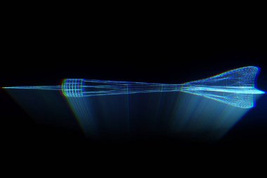 Dart oku Hologram tel kafes tarzı. Güzel 3d render 