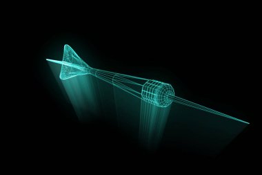 Dart oku Hologram tel kafes tarzı. Güzel 3d render 