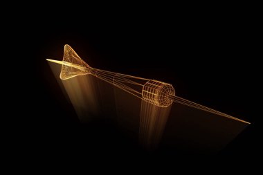 Dart oku Hologram tel kafes tarzı. Güzel 3d render 