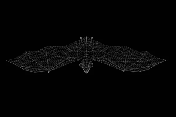 Murciélago en estilo Holograma Wireframe. Niza 3D Rendering — Foto de Stock