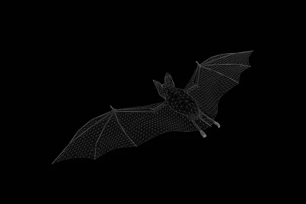 蝙蝠在全息图线框风格。漂亮的 3d 渲染 — 图库照片