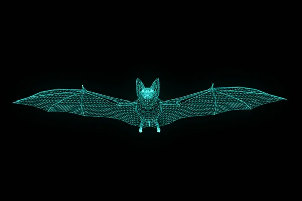 Murciélago en estilo Holograma Wireframe. Niza 3D Rendering — Foto de Stock